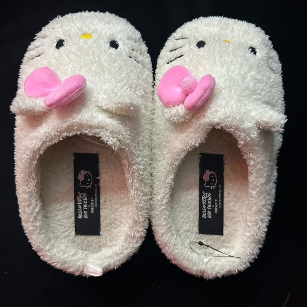 Hello Kitty Cream and Pink Fuzzy Flats